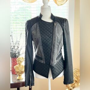 Rue21 Black and Gray Quilted Leather Jacket